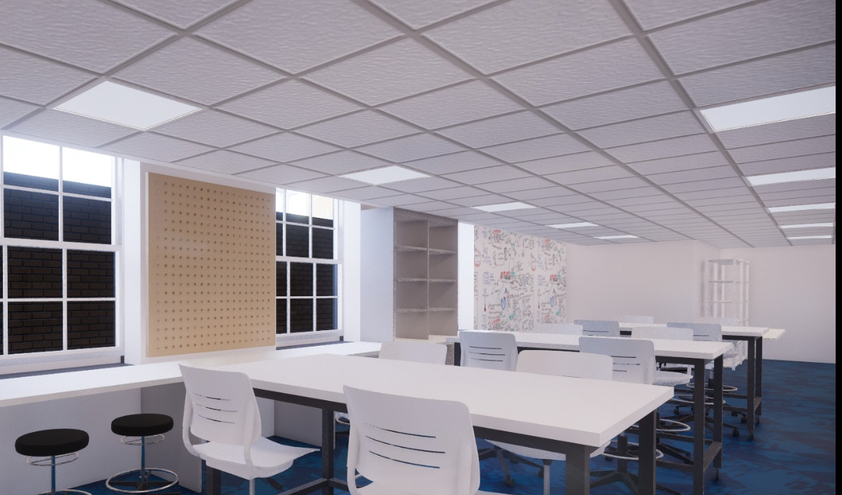 The new space will be “transformational” for students. Rendering courtesy of Hanbury Architects.