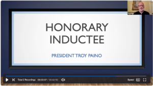 UMW President Troy Paino received an honorary induction to the UMW chapter of Phi Beta Kappa. “You are the top 10 percent of the top 10 percent,” he told the 40 Mary Washington students who were accepted.