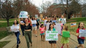 Mary Washington students and local residents participate in a climate strike on campus in 2019. Photo courtesy of CLEAR.