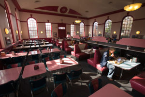 Photo of students dining in Seacobeck. The longtime dining hall ended meal service in 2015 with the opening of the University Center.