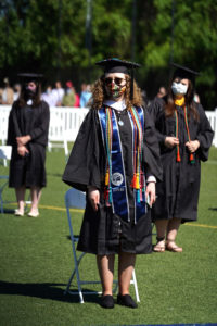 Colorful cords and masks were on full display at UMW's Class of 2020 Commencement ceremonies. Photo by Suzanne Carr Rossi.