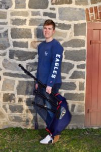 AJ Gluchowski, a rising UMW sophomore and member of the Eagle Pipe Band, will open a Memorial Day concert at FredNats Park with 'Amazing Grace.'