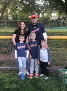 Mike Shane, wife Sarah and sons Ryan, Ben and Liam in their Washington Nationals gear. Shane spent 13 years moving up through the organization before his departure to Philadelphia in 2019.