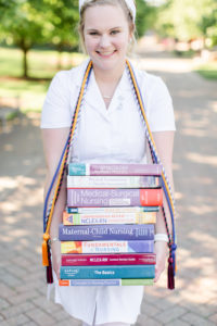 Rileigh Ecker '21 earned her BSN degree through the 1+2+1 program, one of three BSN tracks that are part of the partnership between UMW, Germanna Community College and Mary Washington Healthcare. Photo credit: Courtney Morgan Photography.