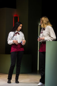 Mina Sollars (L) and Shannon Hardy appear in Joan Holden's 'Nickel and Dimed.' Photo by Geoff Greene.