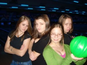 Wonderlin (far left) with several members of UMW's The Undeniably Adjacent improv troupe. From left to right, Wonderlin, Townsend Hart, Lauren Orsini and Melissa Falkenstern.