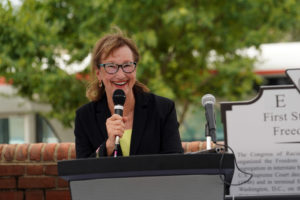 Mayor Mary Katherine Greenlaw described the unveiling of the marker as “a transformational event.” Photo by Suzanne Carr Rossi.