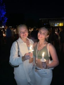 Roommates Lauren Harford (left) and Daisy Jennings, seen here at Eagle Gathering, are among the more than 50 international students currently attending the University of Mary Washington. 