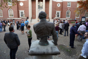 The University of Mary Washington dedicated James Farmer Hall yesterday in a ceremony attended by professors, current UMW students, Board of Visitors members and former Farmer students. Photo by Suzanne Carr Rossi.