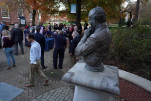 The University of Mary Washington dedicated James Farmer Hall yesterday in a ceremony attended by professors, current UMW students, Board of Visitors members and former Farmer students. Photo by Suzanne Carr Rossi.