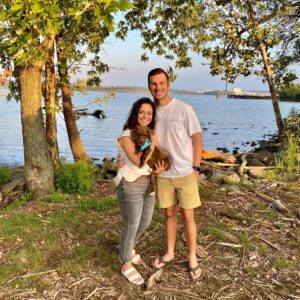 Kean and her boyfriend, Brendan Kelly '20, a UMW business alum, and her labradoodle puppy, Brewer.