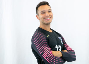 UMW senior Steven DeVerteuil held the goalkeeper position on UMW's men's soccer team for three years. He's the first to take advantage of Mary Washington's '4+1 pathway' in computer science, providing a shortcut to a master's degree.