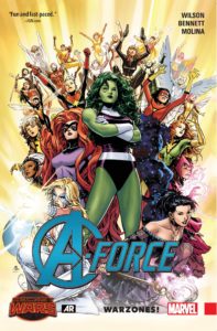 The 'A-Force' comic book series, written by Bennett and co-author G. Willow Wilson, and illustrated by artist Jorge Molina, features Marvel's first all-female team of Avengers.