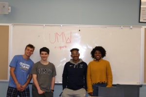 UMW's new esports program is open to all gamers and is an opportunity for students to make friends across the University. From left to right: biology major and soccer player Tyler Michael, economics major Chris Goodwin, communications major Wilson Jackson and psychology major Aiyanna Bartley all have varying interests in gaming, from casual to competitive.