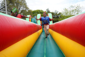 Uchechi Okoronkwo (left) and Nahjah Wilson compete on the two-lane bungee. Photo by Suzanne Carr Rossi.