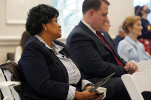 Fredericksburg City Public Schools Superintendent Marci Catlett and Stafford County Public Schools Superintendent Thomas Taylor attended the ribbon-cutting. Photo by Suzanne Carr Rossi.