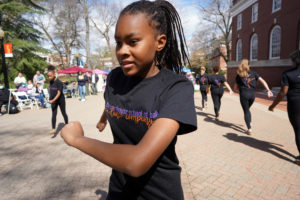 The Courthouse School of Ballet performs in front of Farmer Hall during the 32nd Annual Multicultural Fair at UMW. Photo by Suzanne Carr Rossi.