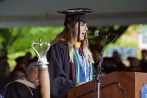 Class of 2022 President Kathryn Warlick congratulated her fellow graduates. Photo by Suzanne Carr Rossi.