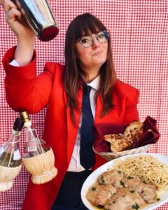 Stephanie Breijo pays homage to her Italian culinary roots by dressing up as one of her favorite restaurants in Los Angeles, Dan Tana's, for Halloween in 2020.