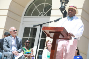 The weekend concluded with a ceremony renaming the University Center for Dean of Student Life Cedric Rucker '81. Photo by Karen Pearlman.