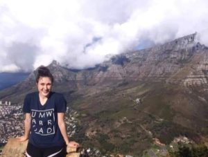 Darroch poses in South Africa, where she studied abroad as a Mary Washington student.