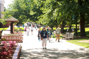 Alums had the opportunity to once again stroll down Campus Walk, reliving old memories of being a Mary Washington student. Photo by Karen Pearlman.