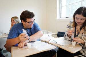 Zack Roland, a rising senior at Mountain View High School, and Stephanie Greaver, a rising senior at Spotsylvania High School, participate in 'Kitchen Chemistry: The Science Behind the Food We Eat.'