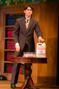 Junior Nathaniel Huff in 'The Play That Goes Wrong.' Photo by Geoff Greene.
