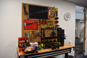 UMW's makerspace is packed with hands-on stations like this one that spur creativity in future educators. The area was the site of a recent workshop for educators from Stafford County Public Schools. Photo by Brolin Creative.