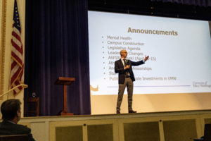 President Troy D. Paino at All UMW Assembly.