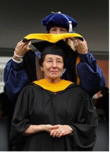 Rodgers received an honorary Doctor of Humane Letters degree during the University of Mary Washington's 2014 Commencement ceremonies. Her $30-million gift will exponentially grow UMW’s undergraduate research program, said President Troy Paino.
