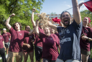 Devils, UMW students who plan to graduate in odd years, take on the Goats each year at Devil-Goat Day. Photo by Tom Rothenberg.