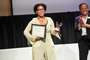 UMW senior Maya Jenkins won both the James Farmer Defining a Legacy Award and the Grace Mann Launch Award during this month's Eagle Award ceremony. The event honored many - especially student leaders - who've made a significant impact on the UMW community throughout the past year. Photo by Suzanne Carr Rossi.