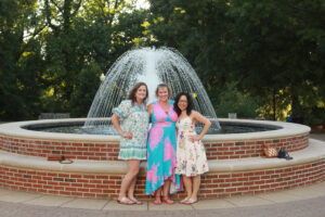 Alums will be able to visit all their favorite campus spots, such as the fountain on Palmieri Plaza. Photo by Karen Pearlman Photography.