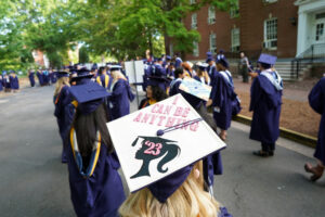 Students got creative with their mortarboards. Photo by Suzanne Carr Rossi.