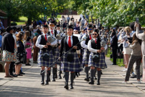 The music of the Eagle Pipe Band is a traditional sound at UMW Commencement ceremonies. Photo by Suzanne Carr Rossi.