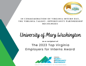 UMW Top Virginia Employer for Interns Award