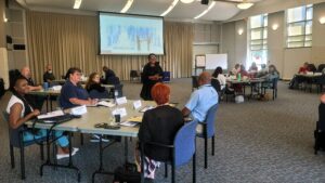 Associate Provost of Career and Workforce for the University of Mary Washington Kimberly Young leads a conversation during the first UMW Business Acumen Series, “Meetings that Work.”