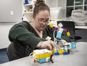 A student takes on a task in UMW's College of Education.