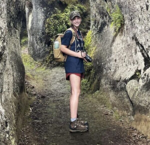 Kylie Jackson '24 in the Galápagos Islands on a trip led by Professor of Biology Andrew Dolby. Jackson, a senior conservation biology major, said she wouldn't have been able to go on the trip without the Sally Brannan Hurt '92 Study Abroad Scholarship in Biology. Photo courtesy of Kylie Jackson.