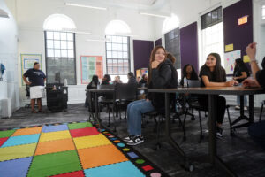 Teachers for Tomorrow participants from Prince William got to experience the collaborative classroom spaces of Seacobeck Hall, home to UMW's College of Education. Photo by Suzanne Carr Rossi.