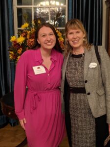 UMW alumna Meghan McLees '23 (left) poses with Center for Community Engagement Director Sarah Dewees at last night's award ceremony. Dewees nominated McLees for the Outstanding Young Volunteer Award, given annually by the Virginia governor's office.