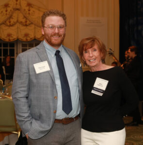 Harrison Miles '15, '23, who is pursuing a post-baccalaureate degree in conservation biology, poses with his donor, Jerri Barden Perkins '61. Harrison's research received the John C. and Jerri Barden Perkins '61 CAS Student Research Fellowship at this year's Summer Science Institute. Photo by Karen Pearlman Photography.