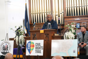 UMW James Farmer Multicultural Center Assistant Director Chris Williams spearheaded the Fredericksburg Civil Rights Trail project, along with City of Fredericksburg Tourism Sales Manager Victoria Matthews. Photo by Suzanne Carr Rossi.