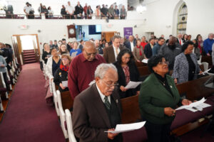 Poetry and song were part of the event at Shiloh Baptist Church (Old Site) announcing the inclusion of the Fredericksburg Civil Rights Trail on the U.S. Civil Rights Trail. Photo by Suzanne Carr Rossi.