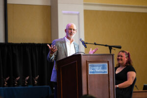 President Troy Paino delivers opening remarks to the assembled student leaders and their supporters, praising the remarkable accomplishments of this year's award recipients. Photo by Sam Cahill