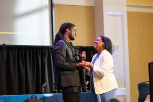 Dean Jones praised Michael Middleton, one recipient of the In the Wings award, saying, “UMW could not have persevered this year without Michael’s commitment and leadership in campus recreation and SAE.“ Photo by Sam Cahill