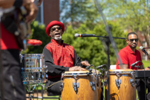 Kevin Davis and BanCaribe perform in front of George Washington Hall during UMW's 34th annual Multicultural Fair on Saturday, April 13. Photo by Parker Michels-Boyce.