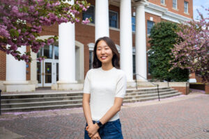 UMW senior Hannah Lee, a biochemistry major with a practical ethics minor, also holds the office of Honor Council president. In that role, she spreads the word about Mary Washington's Honor Code and campus values. Photo by Sam Cahill. 