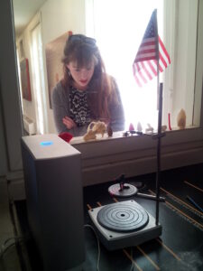 Lovitt explores a display at Ferry Farm in Stafford. Visits to George Washington's boyhood home and other historic sites around Fredericksburg influenced her decision to pursue a bachelor's degree in historic preservation at Mary Washington. Photo courtesy of Maggie Lovitt.